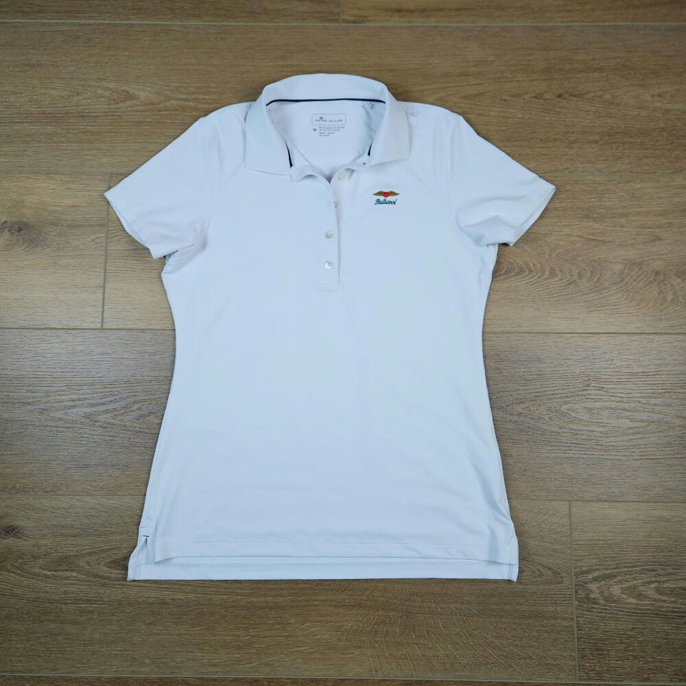 Peter Millar Baltusrol Golf Club Polo Shirt Womens Medium White UPF 50